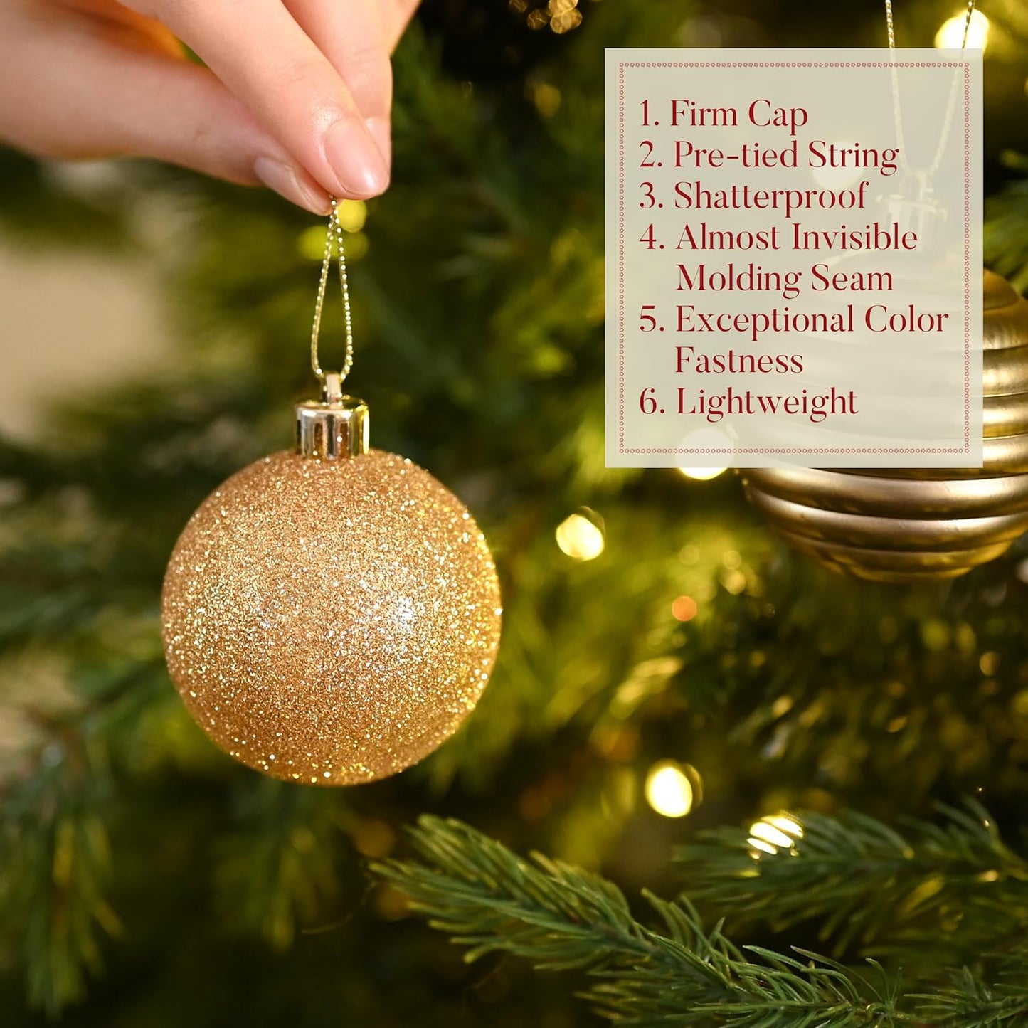 Valery Madelyn Christmas Ornaments Tree Decorations Set for Fall Halloween, 24ct Black Gold Shatterproof Ball Ornaments, 2.36" Hanging Ornament Bulk for Xmas Holiday Party Decor