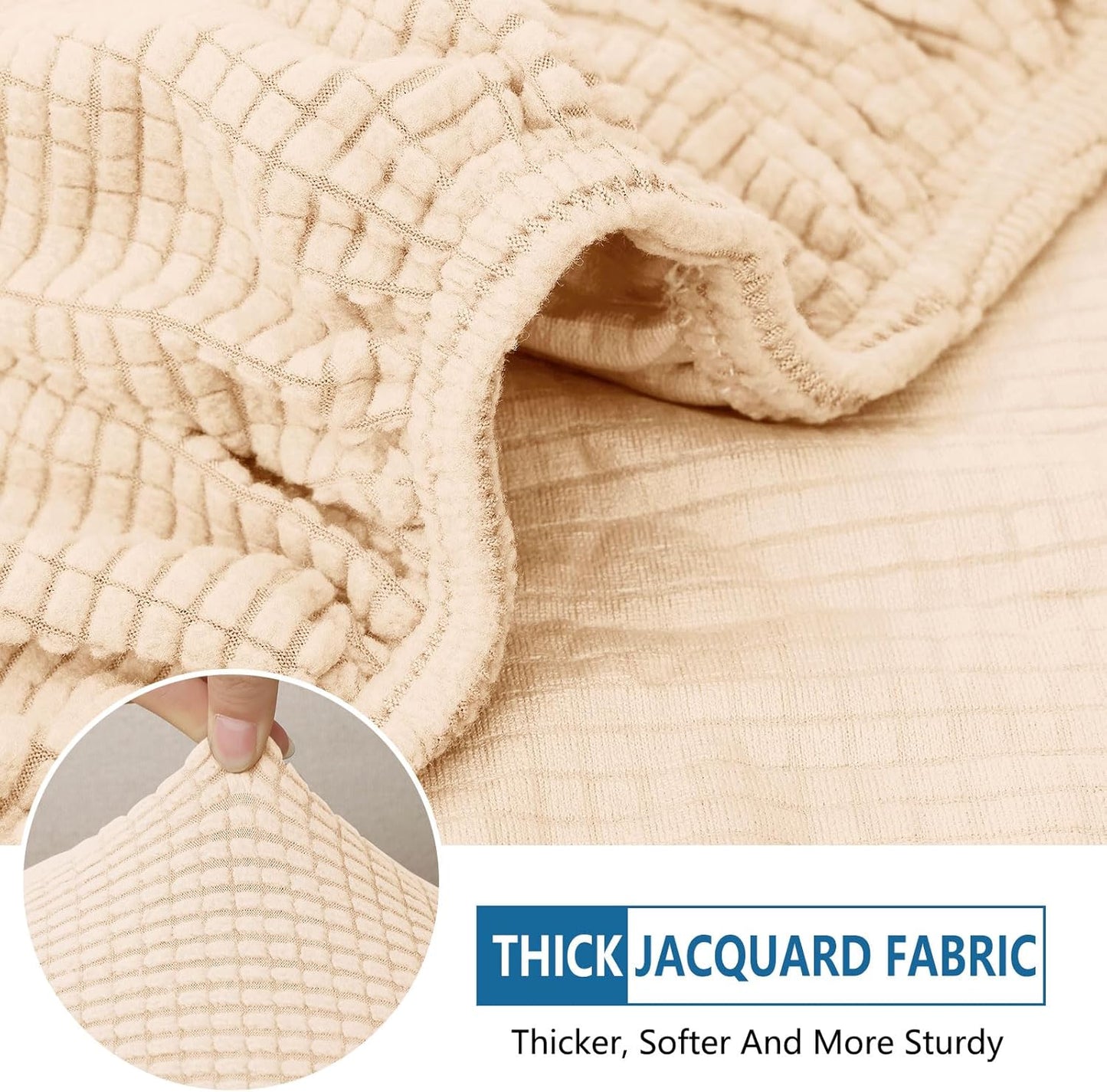 hyha Waterproof Sectional Couch Covers, Non Slip Sofa Couch Cushion Covers L Shape, Thick Stretch Jacquard Fabric, Washable Sofa Slipcovers with Elastic Bottom (1 Piece for Chaise, Beige)