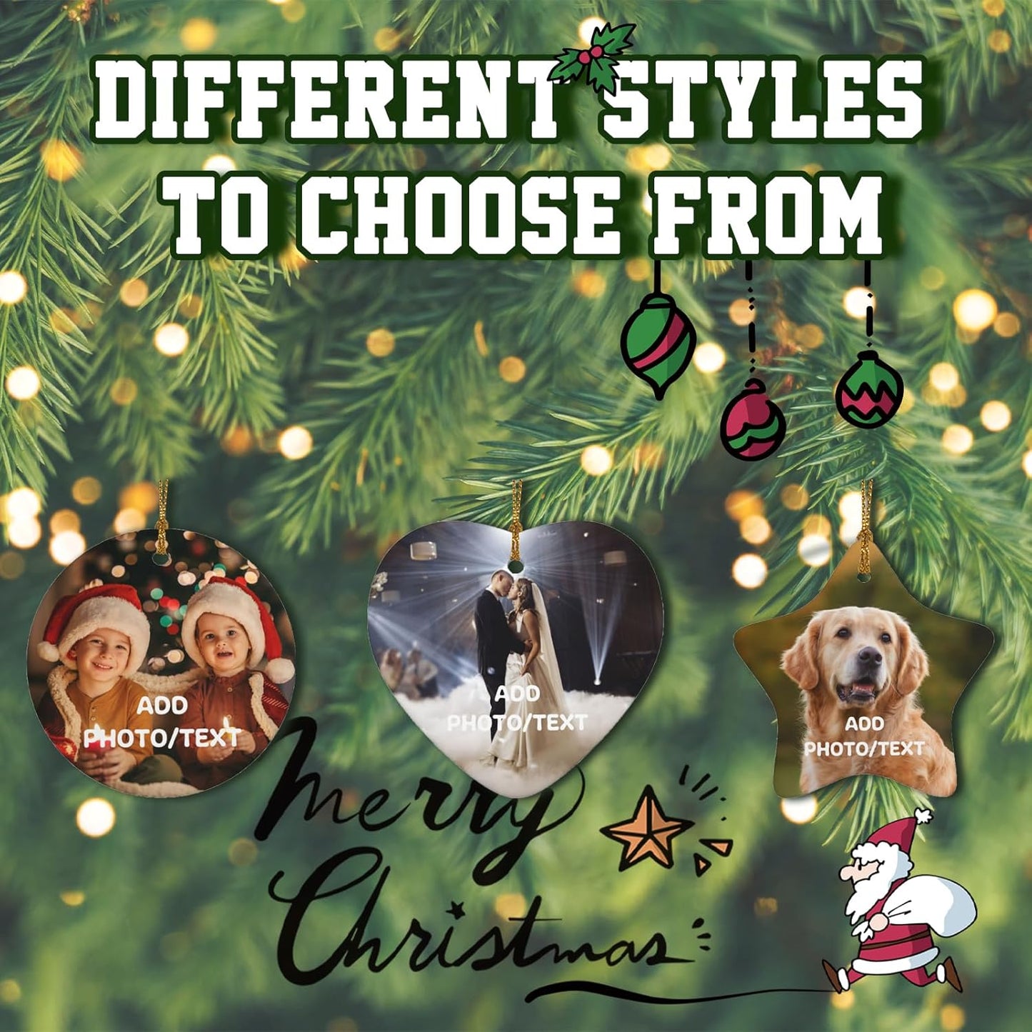 Personalized Christmas Ornaments 2025 Custom Ornament Xmas Photo Ornament Customized Gifts Round 2pcs