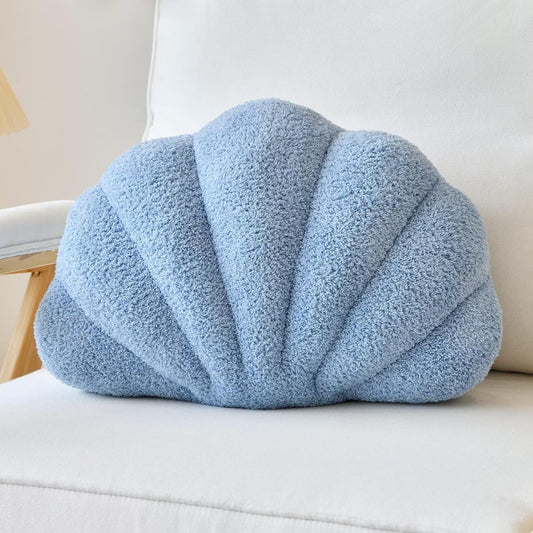 Seashell Throw Pillows, Shell Shaped Throw Pillows, 18 Inch Soft Home Decorative Pillow Plush Cushion for Bed Couch Living Sofa Room Decor Accent Throw Pillow (Dusty Blue 18Inch)