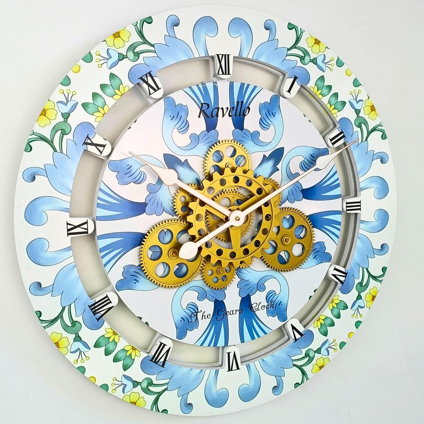 The Gears Clock Wall Clock Italy Collection with Moving Gears (Ravello, 24 inch Round)