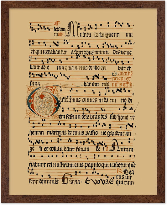Poster Master Vintage Hymnal Poster - Retro Music Print - Gift for Artist, Friend - Graduale Aboense, Gregorian Chant Manuscript, Score - Wall Decor for Living Room, Bedroom, 11x14 Brown Framed