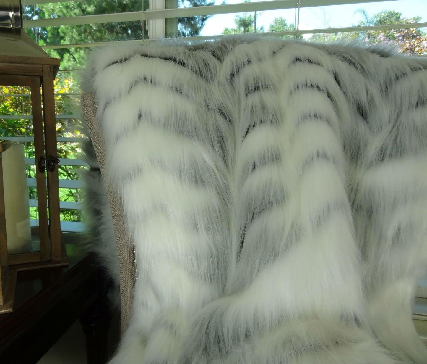 White Fox Faux Fur Throw & Bedspread - True White Gray Throw - Soft Luxury Blanket, Handmade in US