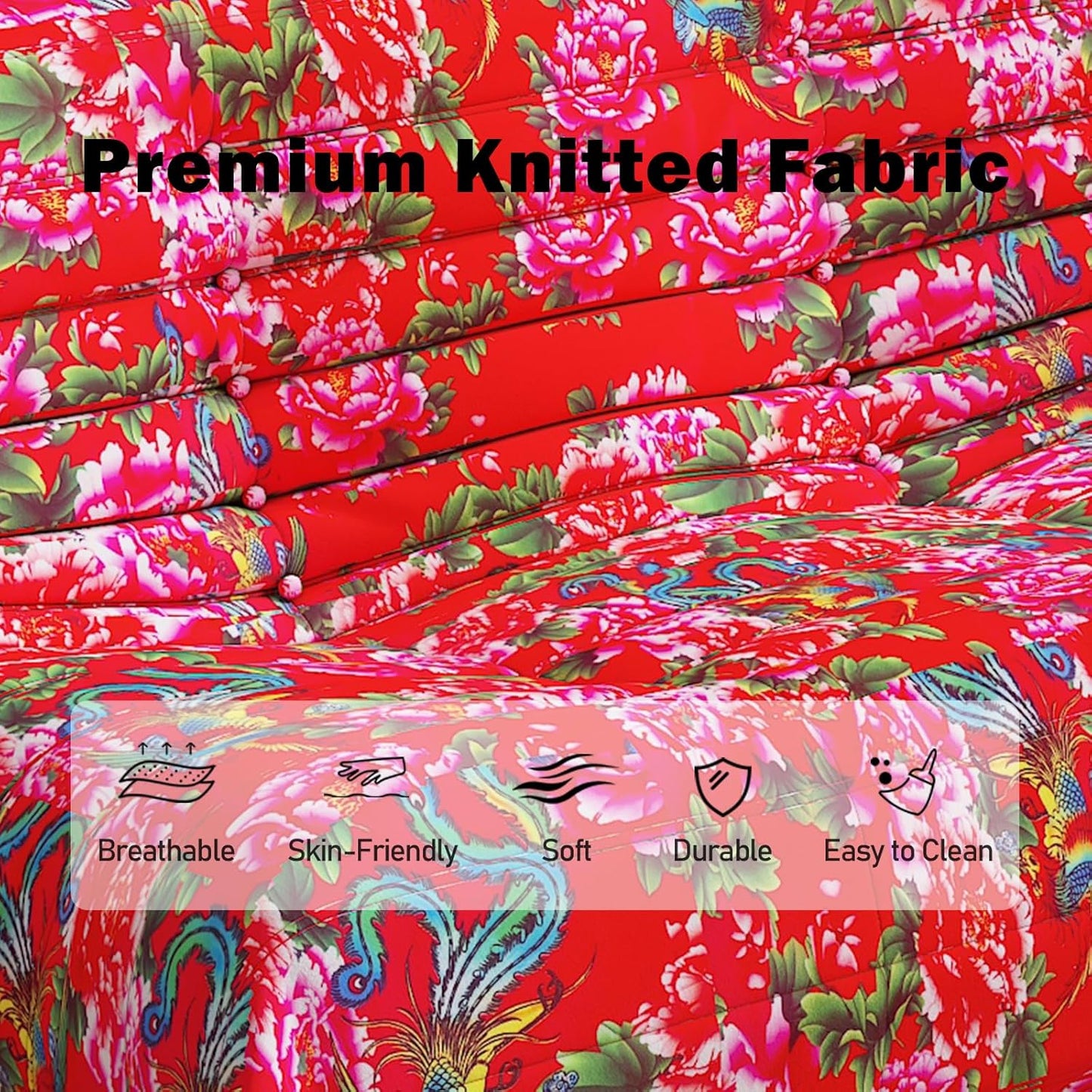 Bean Bag Chair, Loveseat Fireside Chair Bean Bag Sofa Large Bean Bag Chair for Adults, 2 Seater Bean Bag Chairs for Teens with High Density Comfortable Foam, Bean Bag for Living Room, Bedroom (Flower)