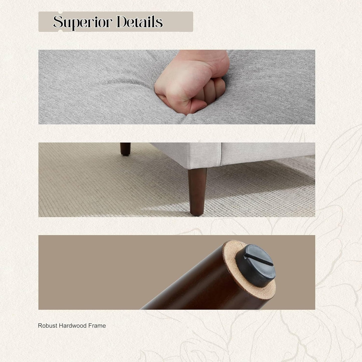 Mid-Century Accent Chair,Modern Linen Fabric Armchair for Living Room,Comfy Upholstered Reading Accent Chairs for Bedroom,Single Sofa Chair with Wood Legs (Light Grey, 2 Pack)