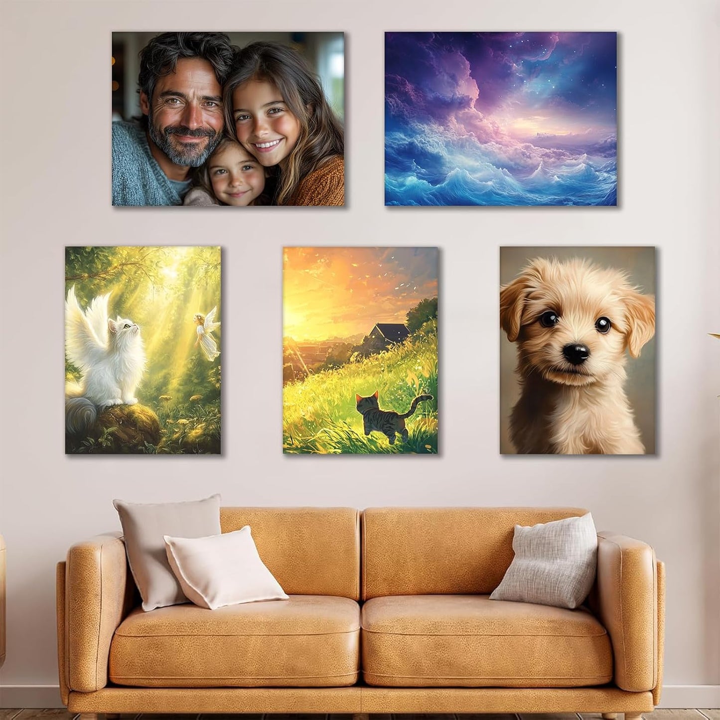 Personalized Pictures with Photos Custom Poster Prints Wall Art Prints Customize Canvas Wall Picture Framed for Living Room Wall Art 16x24in