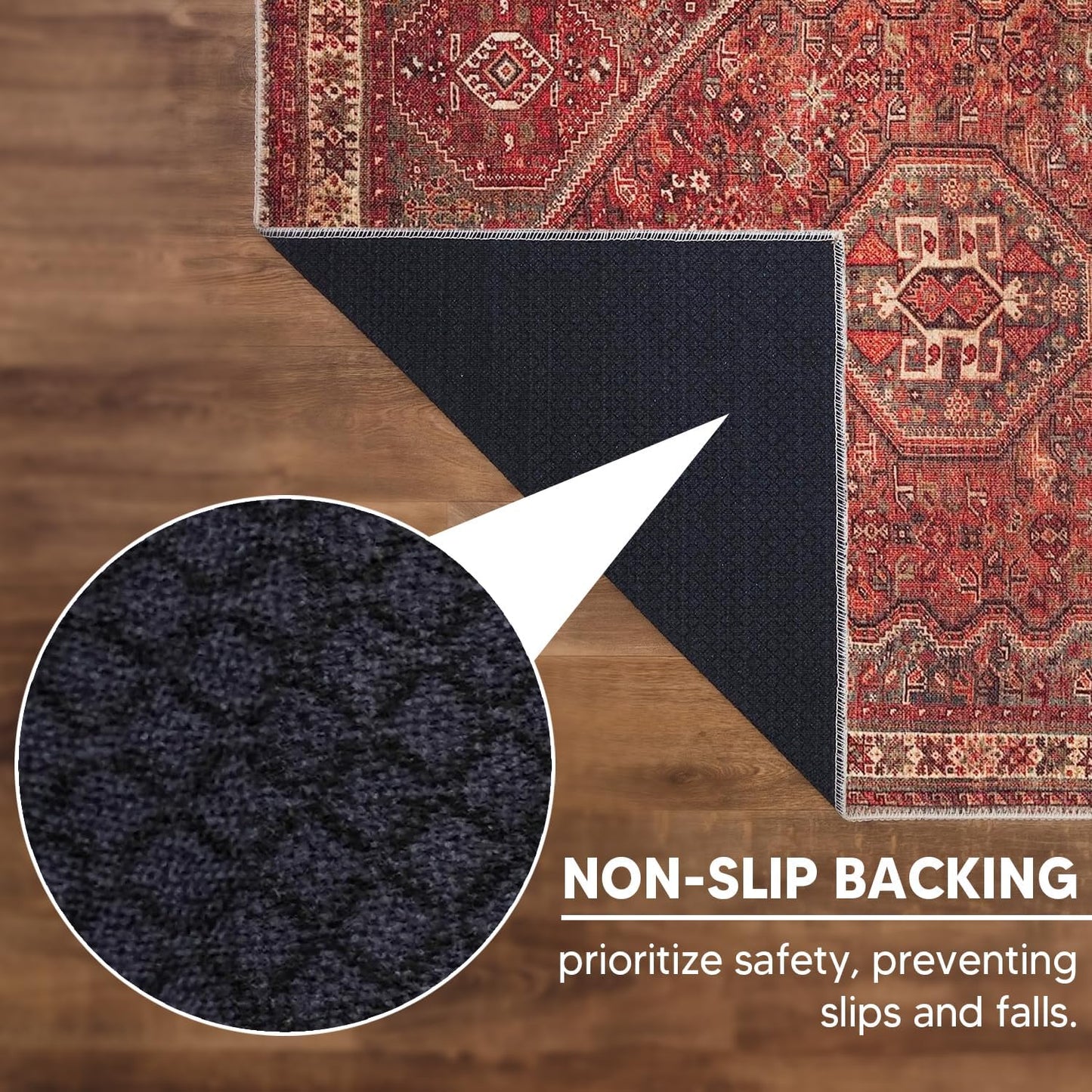 Keen Home Design 9x12 Rug - Machine Washable Area Rug with Non-Slip Backing, Ideal for Living Room, Dining Room, Bedroom - Vintage, Easy Clean, Durable, Low Pile Rug - (9' x 12')