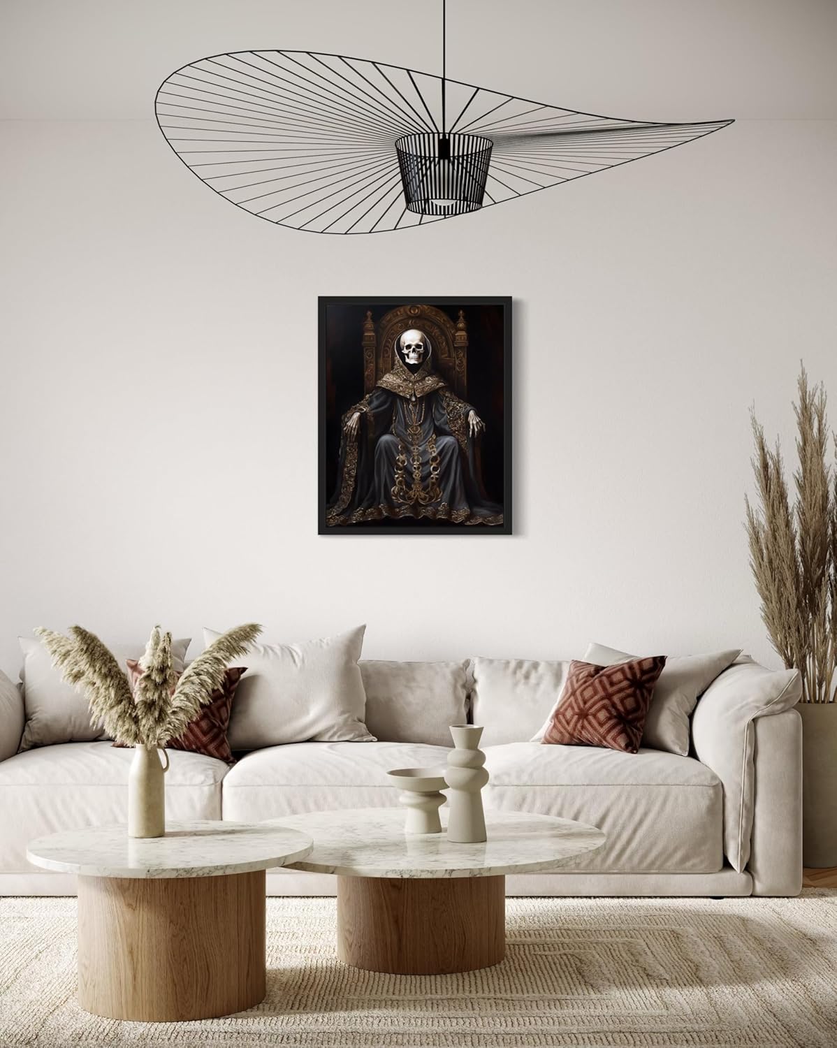 Skull King Poster Art Print, Halloween Scary Vintage Wall Art Academia Spooky Painting Decoration for Horror Prints, Gothic Posters Bedroom Decor 89 (Skull King 1, 16 x 20 inches, Black Frame)