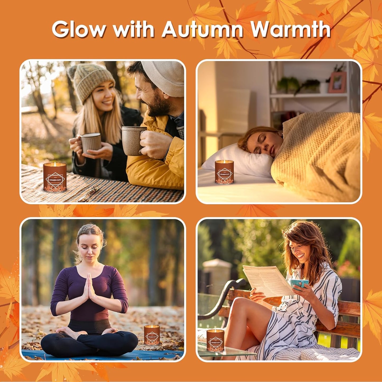 Cinnamon Clove Fall Scented Candle – 9 oz Soy Wax in Travel-Friendly Reusable Tin, Non-Toxic & Clean Burning, 50-Hour Burn – Cozy Autumn Fragrance, Holiday Gift & Fall Decor for Women & Men