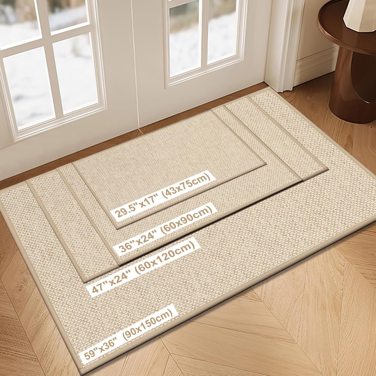LEKEEPGO Door Mat 24"x36", Non Slip Door Mat Indoor Entrance, Rubber Backing Front Indoor Door mat Washable Absorbent Low-Profile Entryway Entry Resist Dirt Inside Door Mats, Khaki