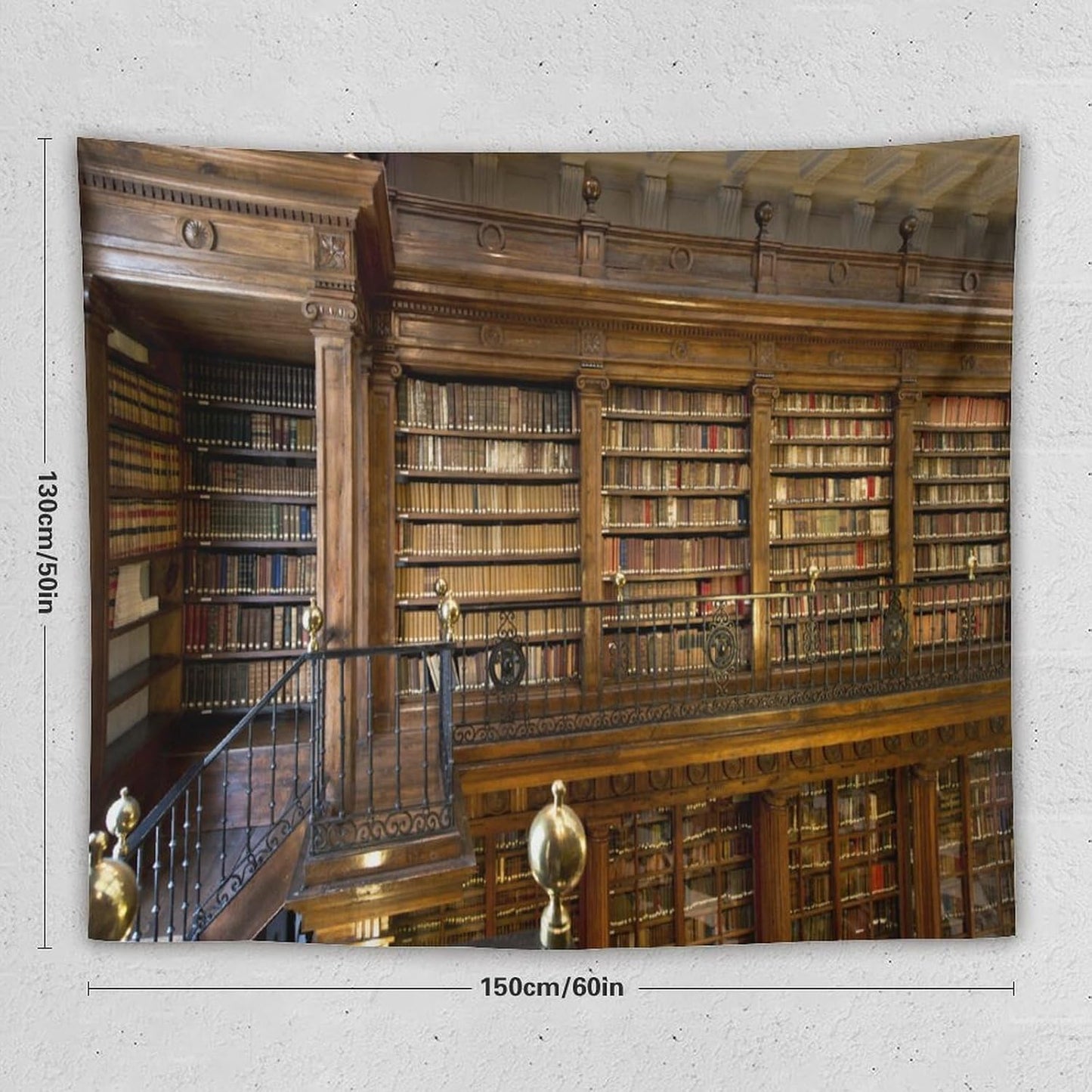 Kurtect Library Tapestry,Vintage Medieval Antique Bookshelf Bookcase Pattern Print Tapestries for Party Beach Picnic Blankets Tablecloths Living Room Wall Deocr, 50x60 in