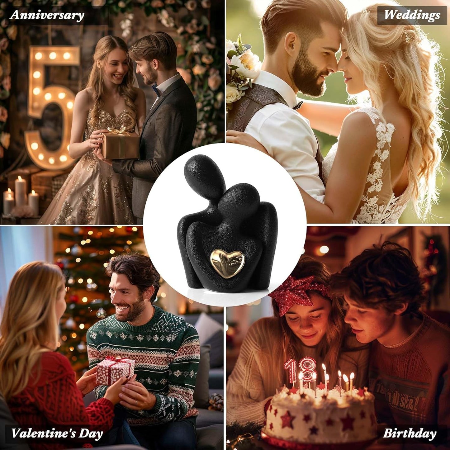 XMGZQ Mini Couple Statue Tv Stand Decor Items for Living Room Home Decor,Bedroom Decor for Couples Sculpture for Anniversary Wedding,Love Gifts for Couples 2025,Knick Knacks for Shelves