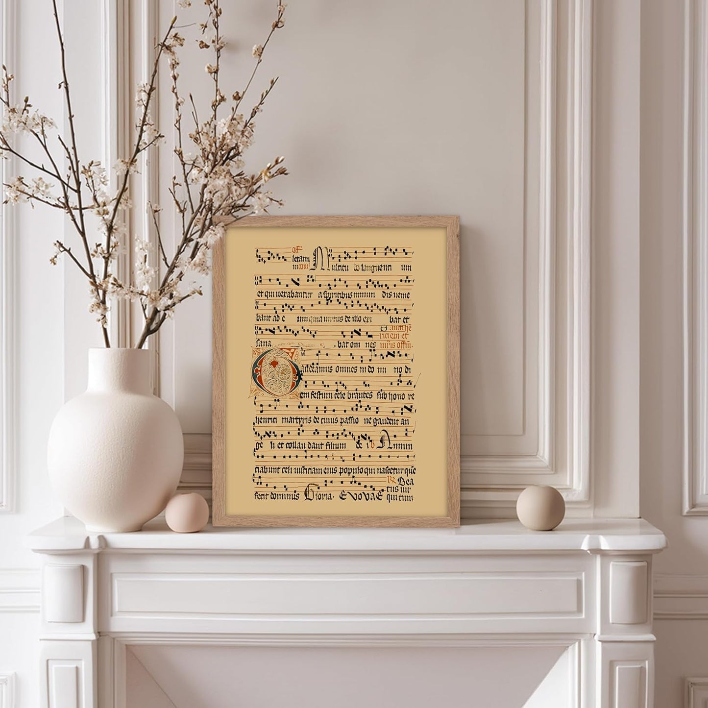 Poster Master Vintage Hymnal Poster - Retro Music Print - Gift for Artist, Friend - Graduale Aboense, Gregorian Chant Manuscript, Score - Wall Decor for Living Room, Bedroom, 11x14 Beige Framed