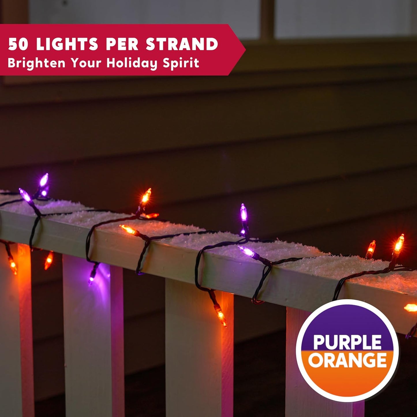 Joiedomi 16.3FT Orange&Purple Halloween Lights,2×50 Count Battery Operated Christmas String Tree Fairy LED Lights with 8 Modes,Multifunction Green Wire with Timer for Xmas Decor Party Holiday