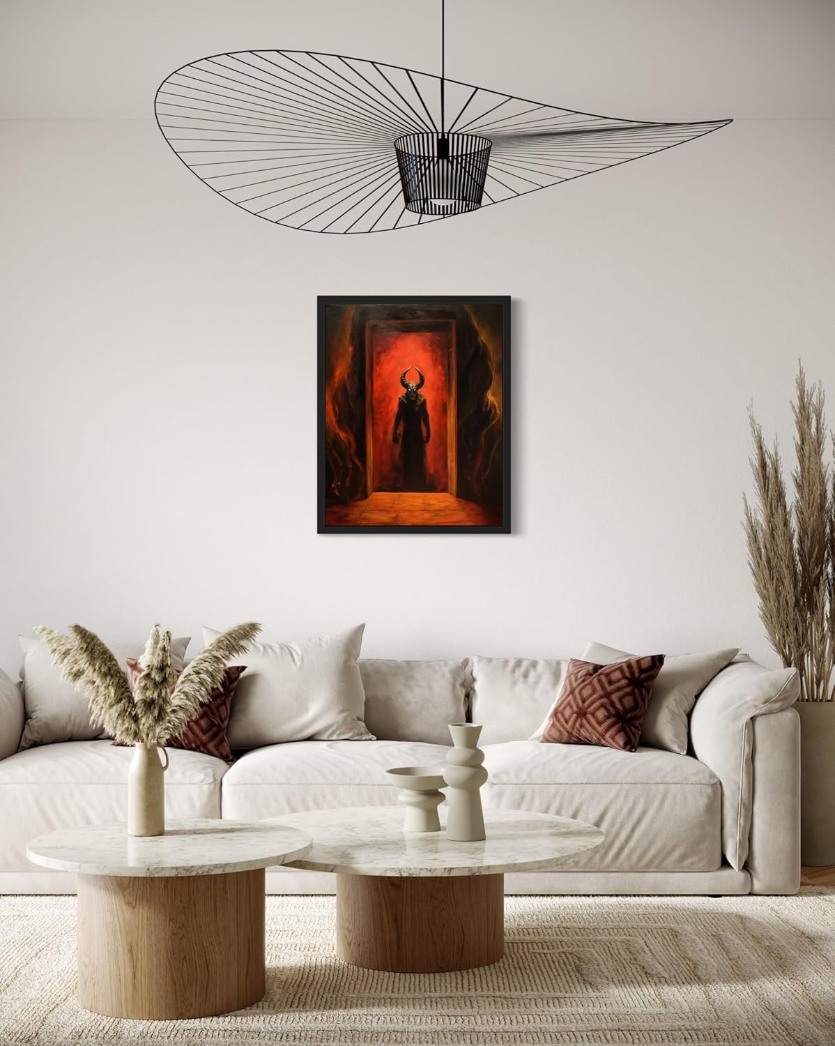 Satan and Hell Poster Art Print, Halloween Scary Vintage Wall Art Academia Spooky Painting Decoration for Horror Prints, Gothic Posters Bedroom Decor 89 (Satan and Hell, 16 x 20 inches, Unframed)