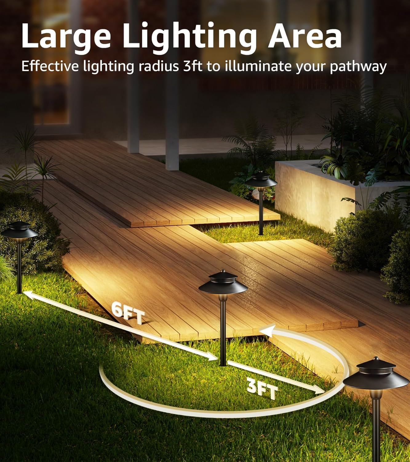 SUNVIE 3W Low Voltage Pathway Lights Wired Landscape Path Lights Outdoor Low Voltage Landscape Lighting 3000k Waterproof LED Landscape Lights with Connector for Garden Walkway, 4 Pack