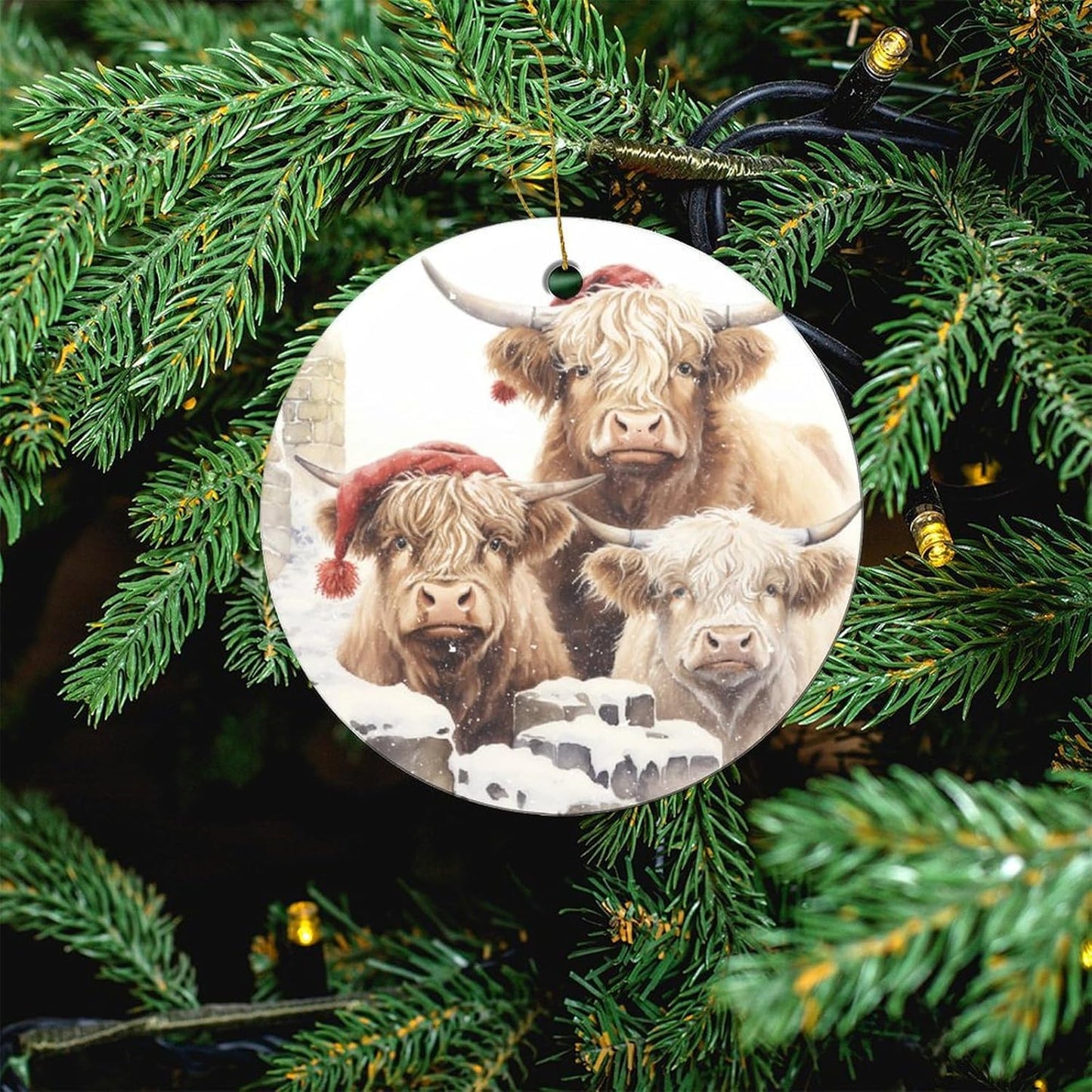 Personalized Christmas Ornaments - Custom Picture & Text Ornaments for Christmas 2024, Baby's 1st Christmas Ornament with Picture for Xmas Tree Custom Gifts for Family, Mom, Dad, Friend (Hignland Cow)