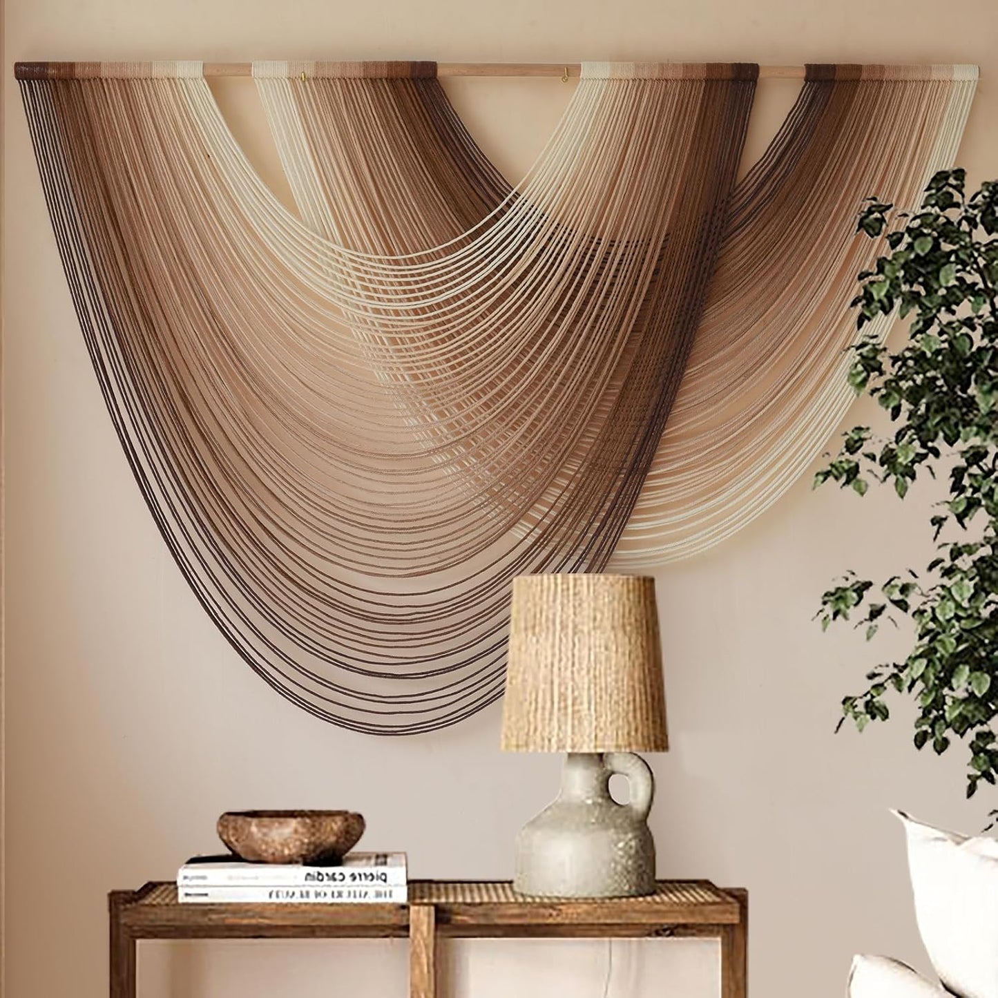 Macrame Wall Hanging Dip-Dye Boho Home Decor Fiber Wall Art Craftsmanship Bedroom Livingroom 57" W x 39" L