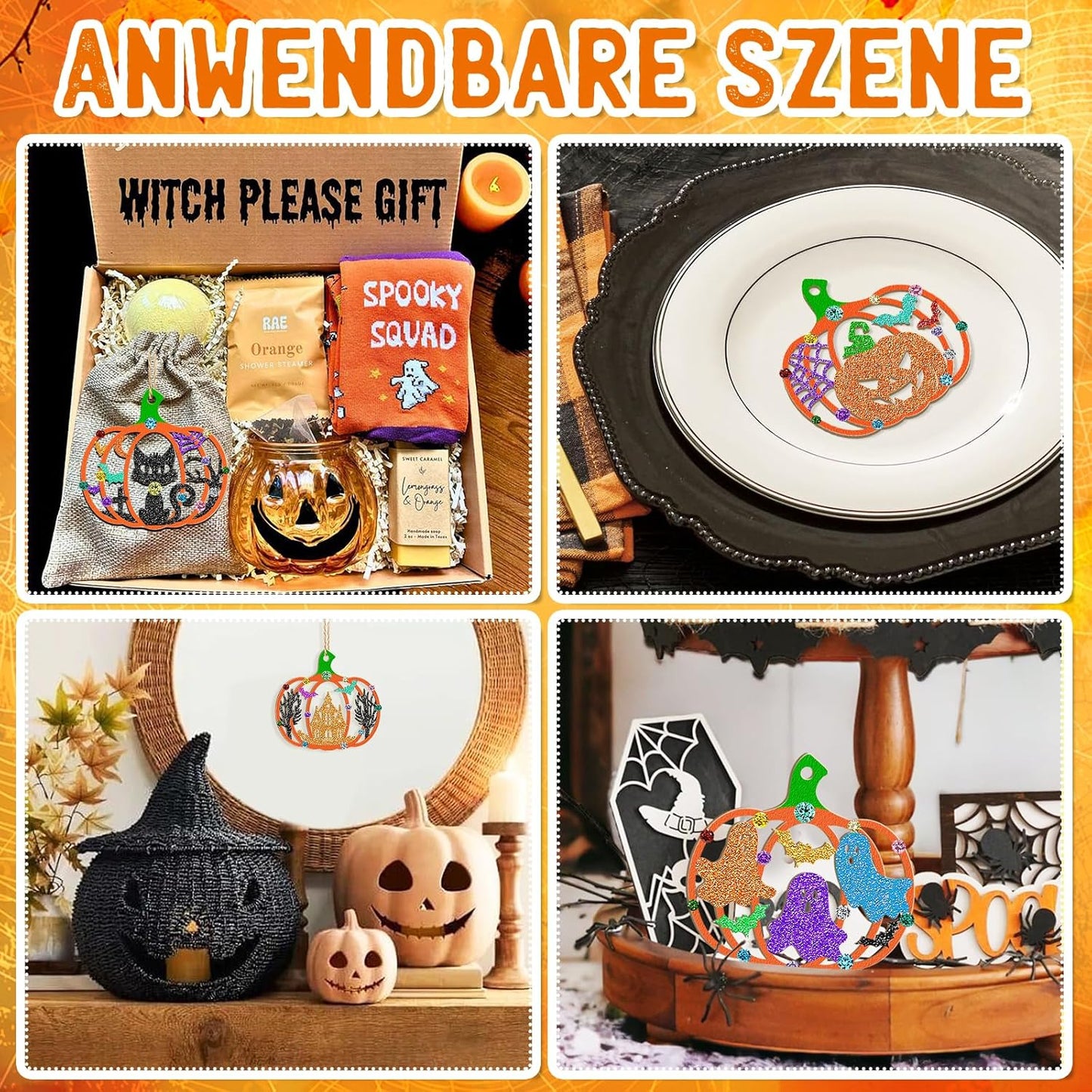 36PCS Wooden Pumpkins Ornaments to Paint Halloween Thanksgiving Decoration Cutouts Unfinished 3.5 inches, DIY Blank Unfinished Pumpkin Ornament for Home Harvest Crafts Hanging Autumn Decor（6Style）