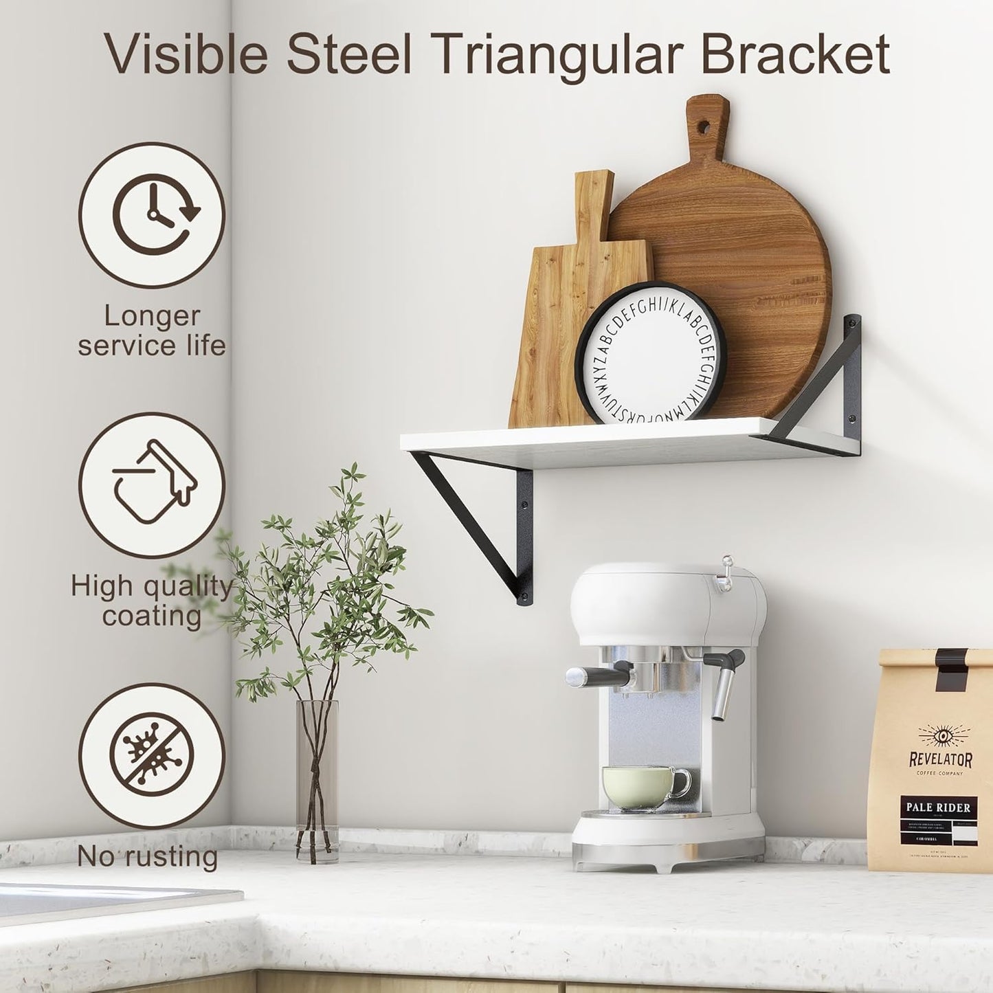 Fun Memories 10 Inch Deep Floating Shelves, White Floating Shelf 16 Inch Long, 16" W x 10" D Wall Shelves Set of 2, Deep Shelves for Books, Wide Floating Shelves for Bahtoom, Living Room, Kitchen