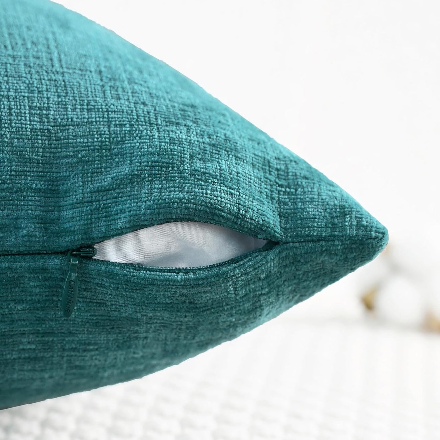 CaliTime Throw Pillow Covers Decorative 18 X 18 Inches Pack of 2 Cozy Chenille Cushion Cases for Couch Sofa Bed Living Room Home Teal
