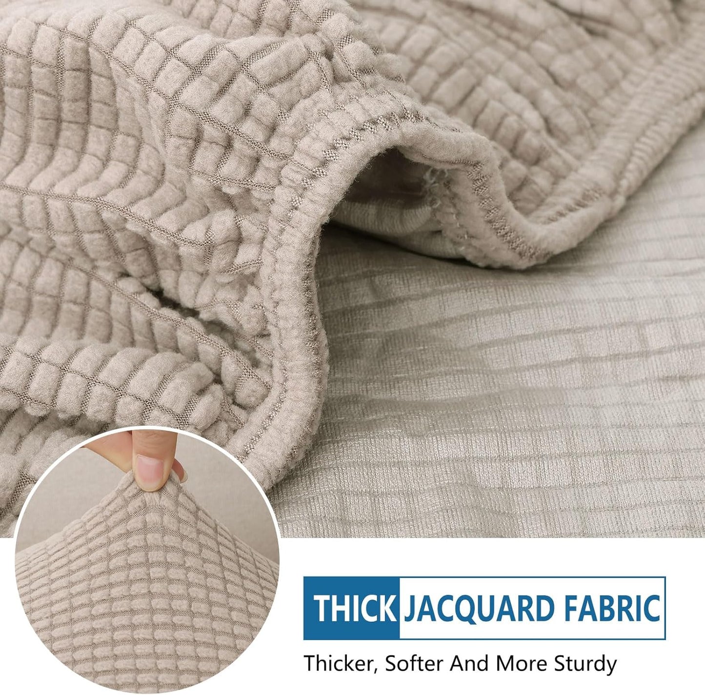 hyha Waterproof Sectional Couch Covers, Non Slip Sofa Couch Cushion Covers L Shape, Thick Stretch Jacquard Fabric, Washable Sofa Slipcovers with Elastic Bottom (1 Piece for Chaise XL, Taupe)