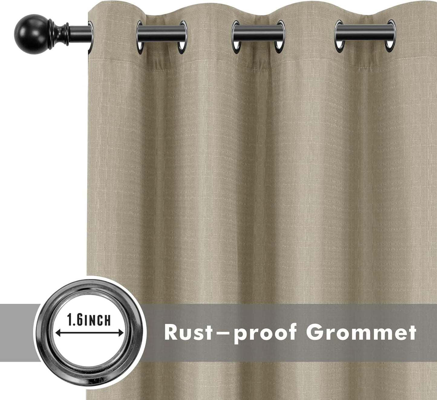 HolidayIdeas 4 Panels Linen Outdoor Curtains for Patio Waterproof Taupe Outside Curtains 110"x84"-Gazebo Wide Curtains Weighted Privacy for Pergola, Porch, Cabana, Living Room, Backyard, Pavilion