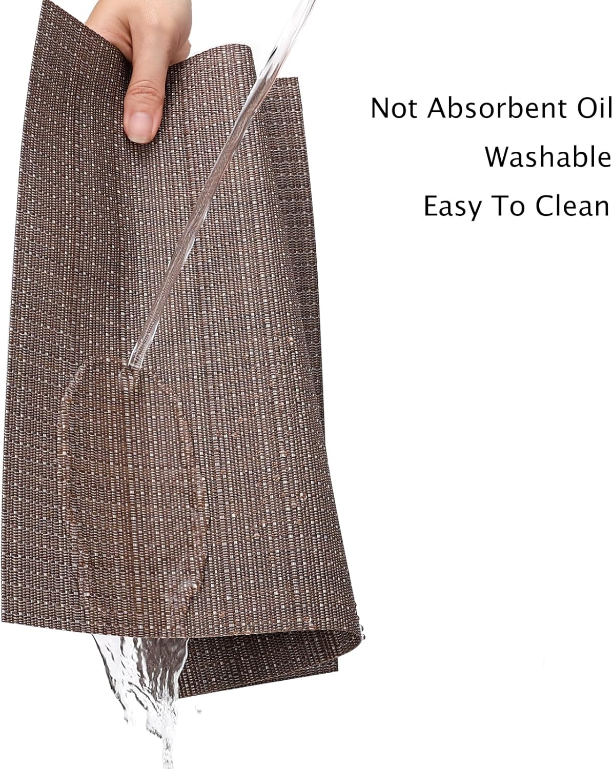 Myir JUN Placemats Set of 8, Vinyl Woven Placemats Place Mats Indoor Set of 8 Washable Table Mats Non-Slip Place mats for Dining Table (Coffee, Set of 8)