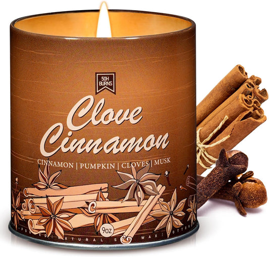 Cinnamon Fall Candles for Home Scented Natural Soy Wax Non Toxic Birthday Candle Scented Candles 40 Hours Bruning 9oz Aromatherapy Candle Gifts for Women Halloween Birthday Thanksgiving