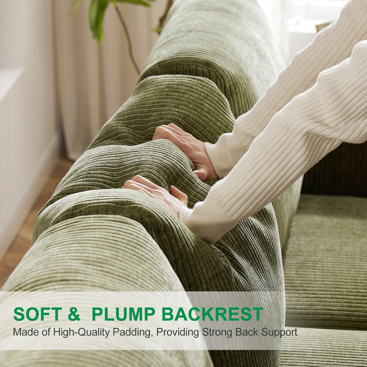 38.5 Oversized Accent Chair with Storage Green Corduroy, Single Modern Accent Sofa Chair with Arms for Apartment Living Room (21" Deep Seat)