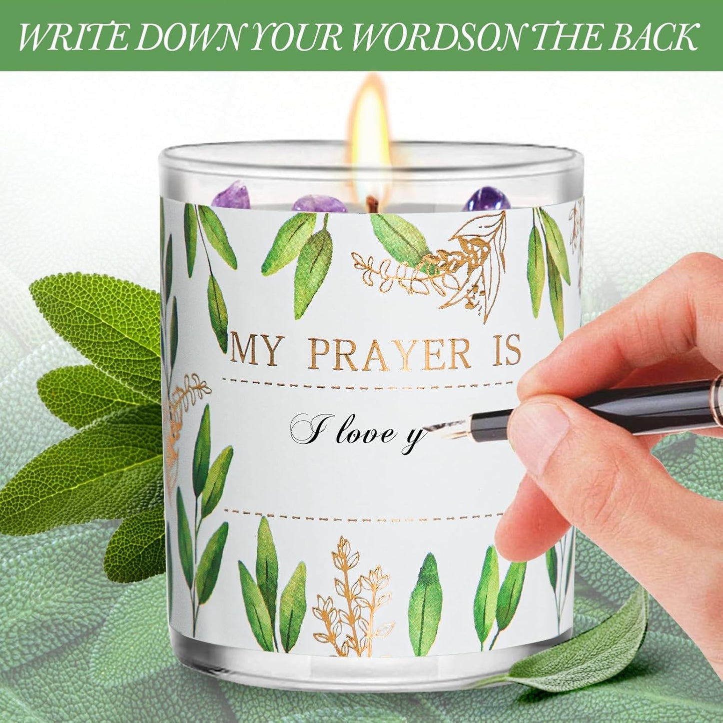 Candles, 6 Pack Sage Candle for Cleansing House Negative Energy, Scented Candles Gifts Set for Women, Crystal Candle Clearance with Crystal Healing Stones, Alternative to Smudge Sticks, Relax & Mind