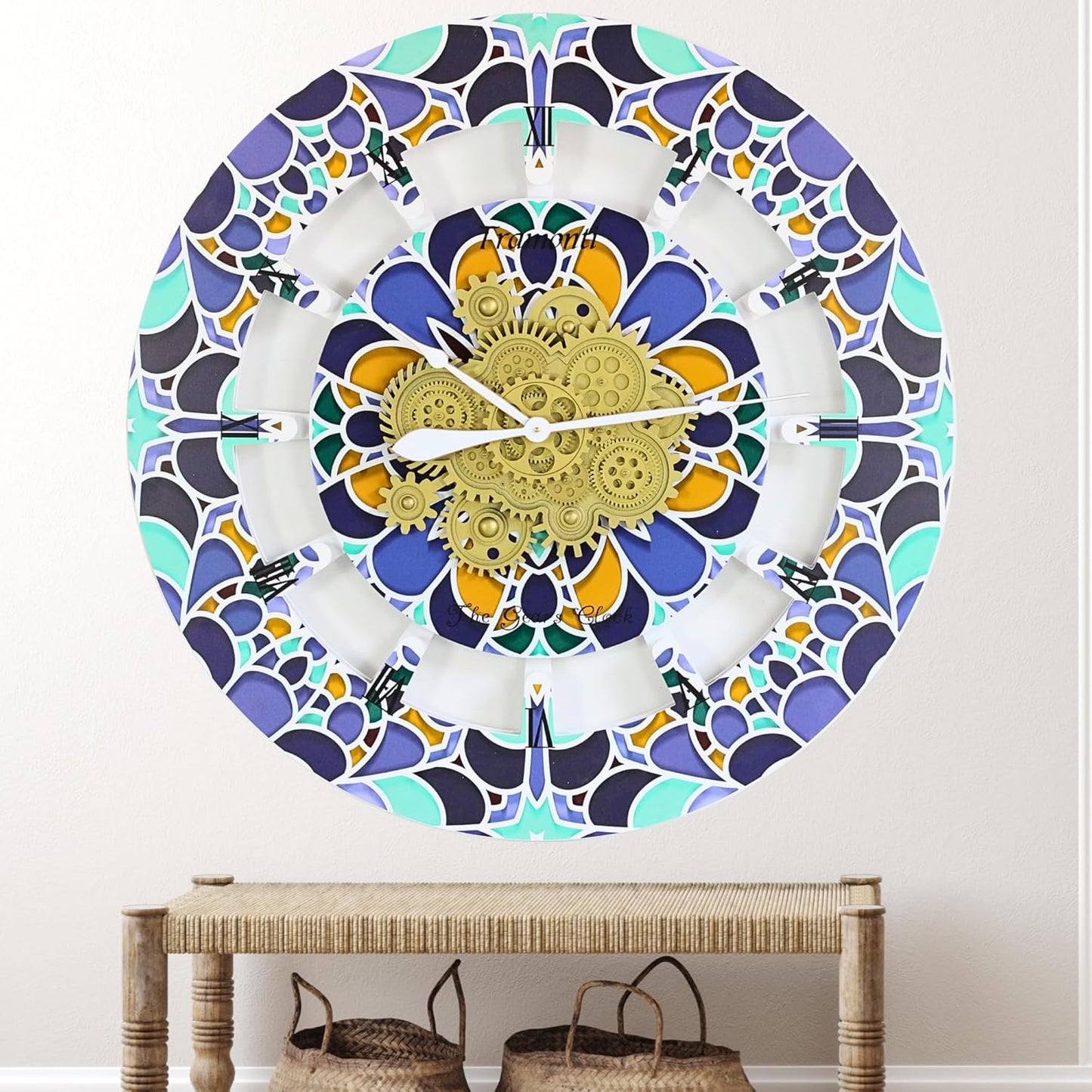 The Gears Clock Wall Clock Italy Collection with Moving Gears (Tramonti, 36 inch Round)