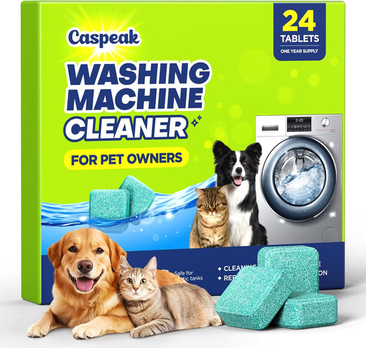 Deep Cleaning Washing Machine Cleaner Tablets, No More Odor & Pet Fur Washing Machine Cleaning Tablets, Washer Cleaner For HE Top Front Load, Septic Safe, 24 Counts/1 Year Supply