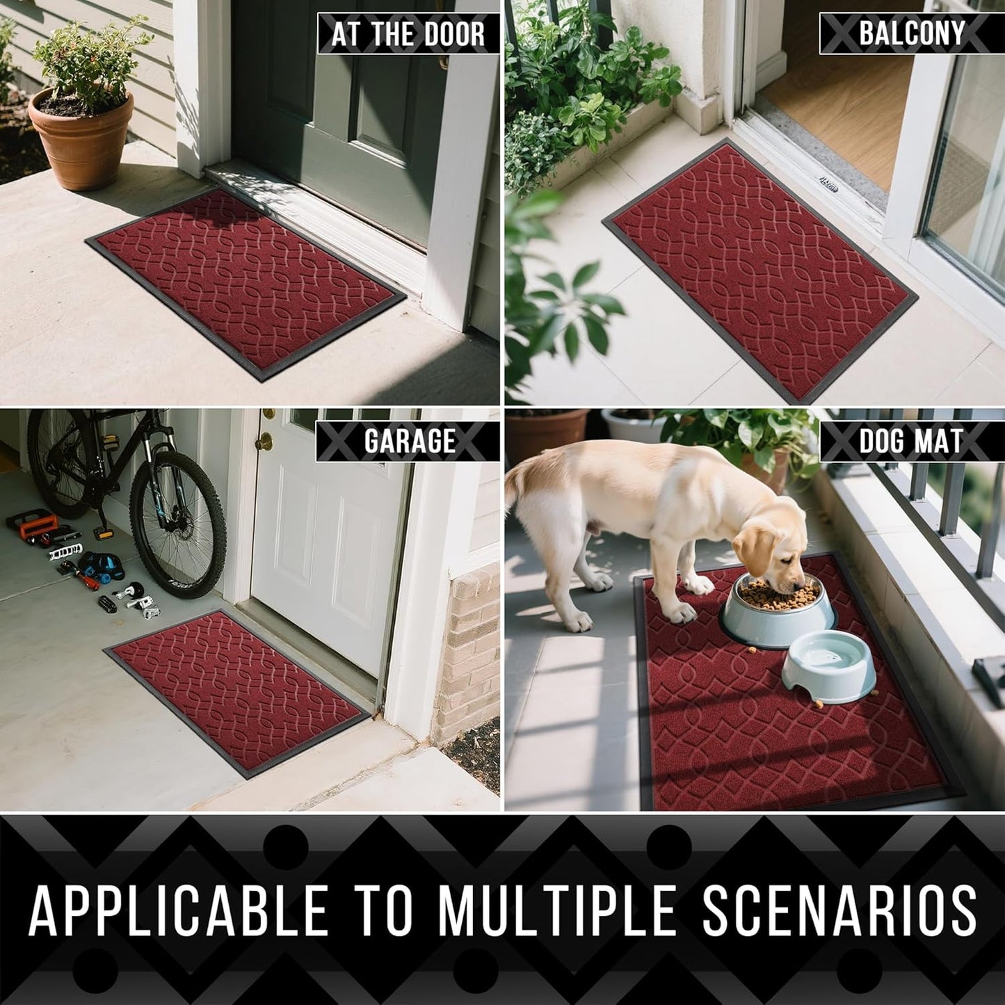 Yimobra Front Door Mat Outdoor Indoor 47x32, All-Season, All-Weather, Heavy Duty Welcome Door Mats Outside Entrance, Non Slip Porch Patio Entrance Mat, Red