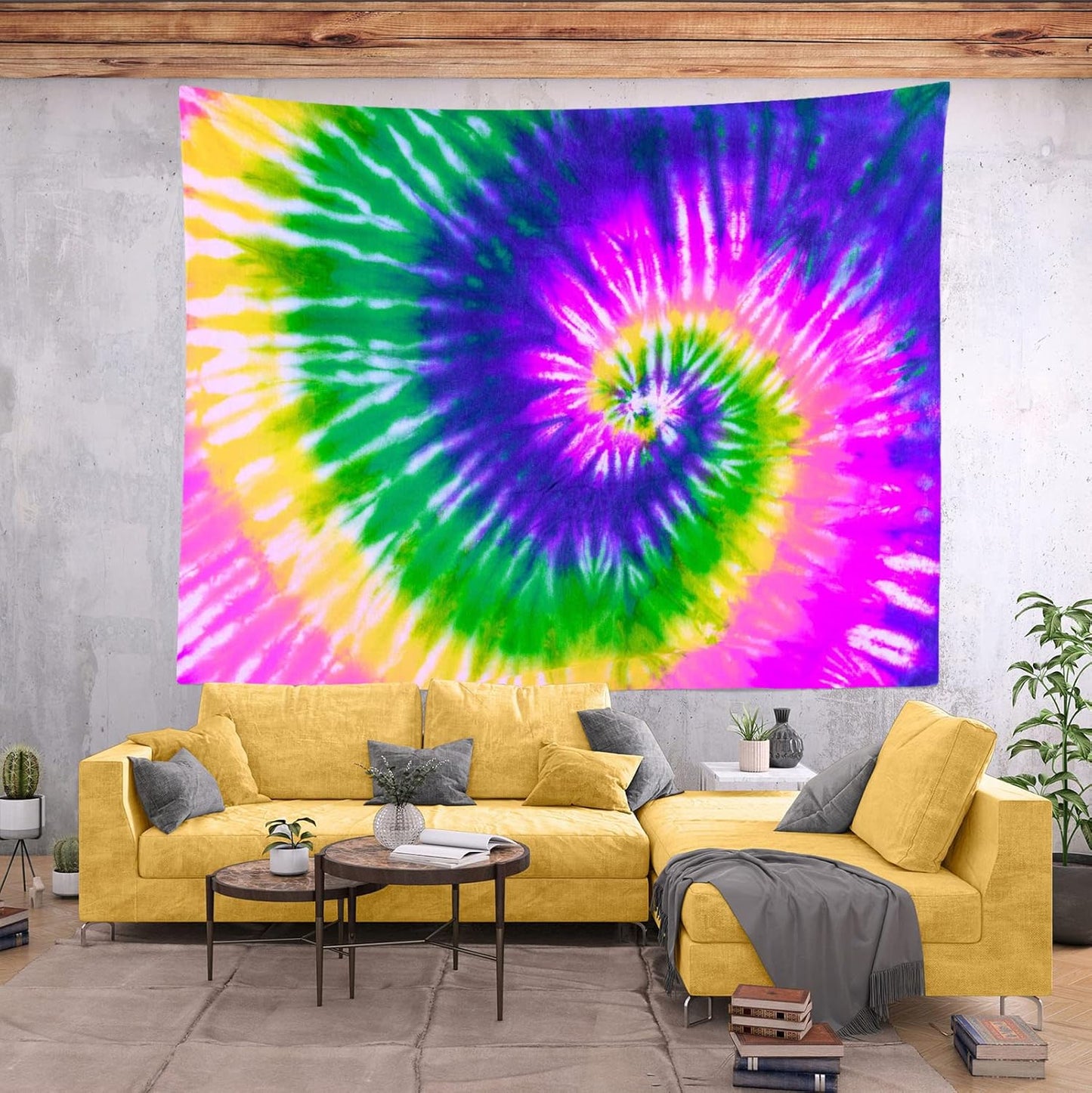 BELECO Tie Dye Tapestry Fabric Wall Hanging 60x50 Inch Hippie Tapestry 60's Tie Dye Wall Decor Watercolor Rainbow Spiral Tie Dye Art Tapestries for Bedroom Living Room Dorm Home Decor