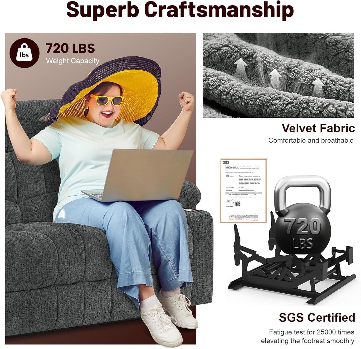 Loveseat Recliner Sofa Set with 2+1+1 Pieces, 2 Seater Minimalist Style Fabric Manual Pull Tab Reclining Loveseat with USB Charge Ports, Cup Holders, Recliner Couches for Living Room, RV, Gray