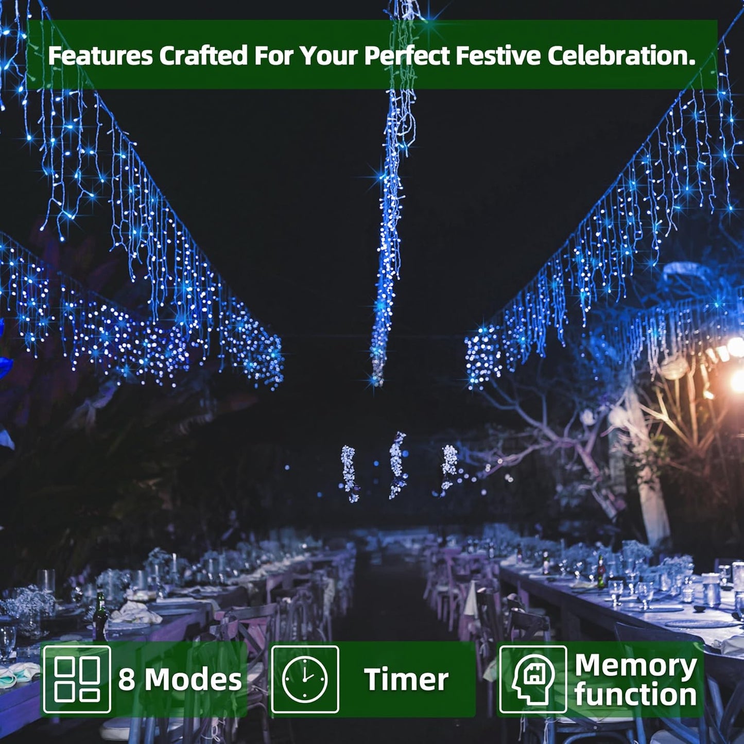 612 LED 60FT Icicle Christmas Lights - 136 Drops Waterproof 12 Modes Memory Timer, Outdoor Hanging Roof Lights for Eaves Gutter Xmas Tree Holiday Decorations Blue