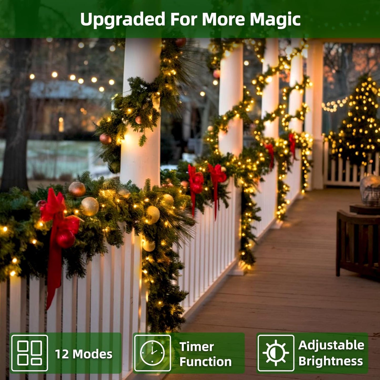 750 LED 240FT Christmas Lights Outdoor,12 Lighting Modes Christmas String Lights with Timer, Dimmable Warm White LED StringLights Waterproof for Yard Tree Wedding Party Holiday Warm White