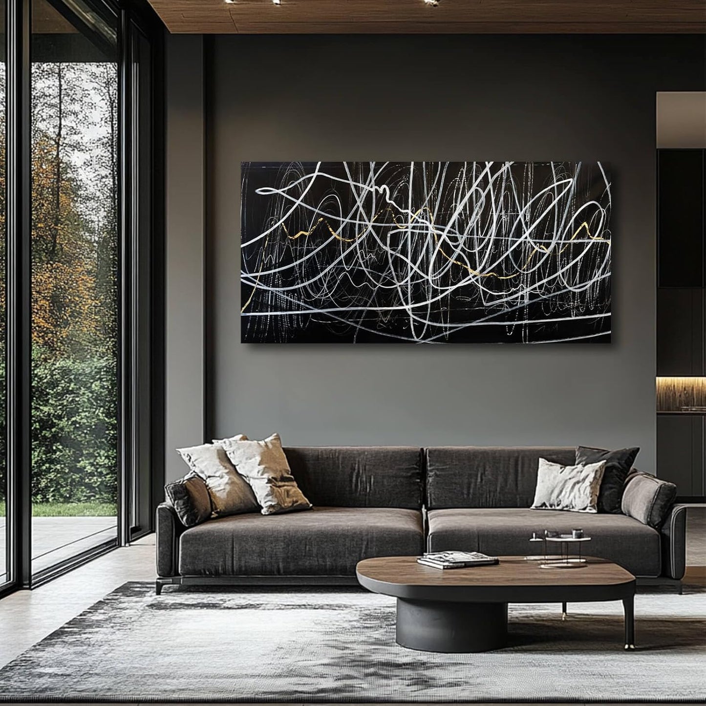 CHUDANHAO Minimalist Canvas Wall Art for Living Room Pictures Wall Decor Graffiti Home Decor Black And White Print Art Abstract Wall Paintings 24"x48"