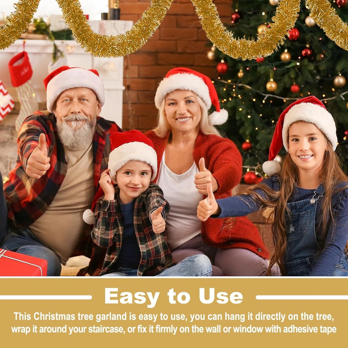 50 Feet Metallic Twist Tinsel Garland - Wall Hanging Backdrop for Parade Floats, Christmas Eve, New Year, Valentine's Day Parties (Champagne Gold, 2in x 50ft)