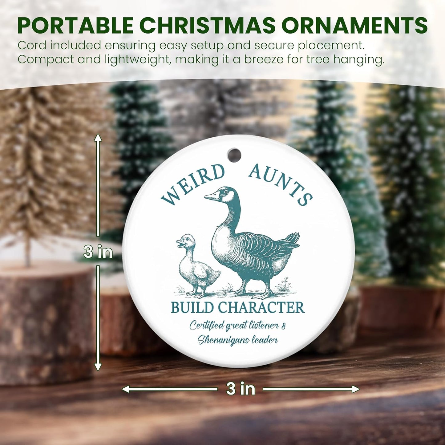 TEEZWONDER Aunt Gifts for Women - Ceramic Christmas Ornaments 2025 Tree Decorations - Funny Gifts for Aunt from Nephew, Auntie Gift Ideas, Auntie Ornament, Funny Christmas Ornaments Presents for Aunts