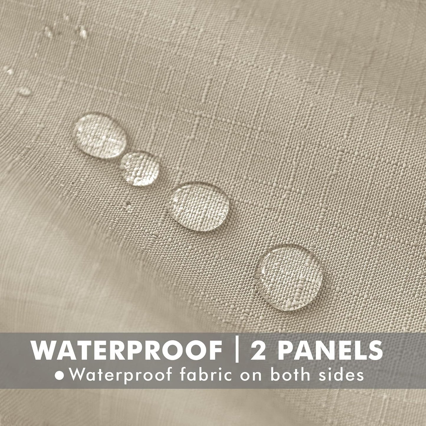 HolidayIdeas 6 Panels Linen Outdoor Curtains for Patio Waterproof-Cream Outside Gazebo Curtains 54"x95"-Indoor/Outdoor Weighted Weatherproof Curtains, Privacy for Pergola, Porch, Cabana, Sunroom