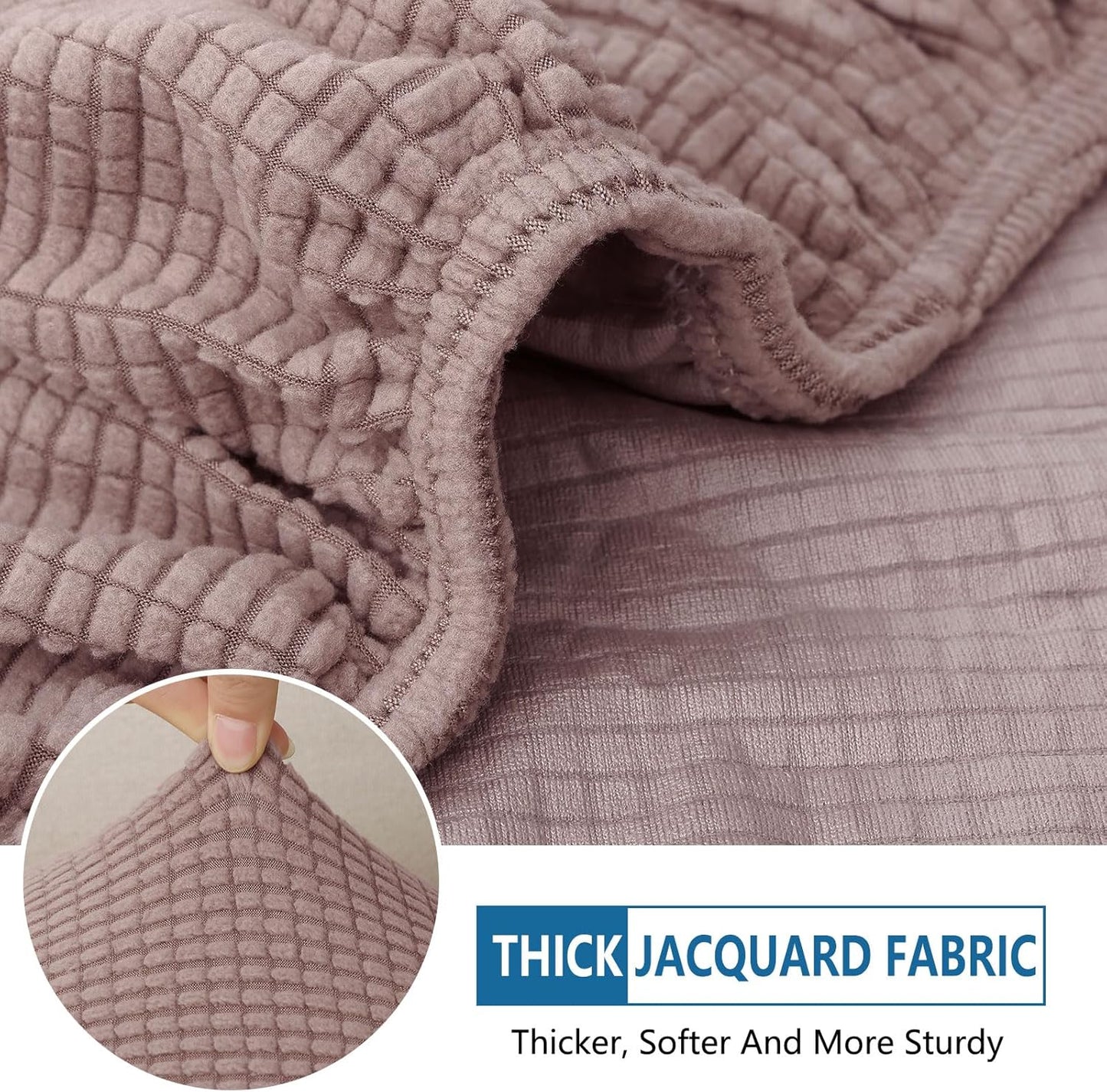 hyha Waterproof Couch Cushion Covers for Pets, Non Slip Sofa Seat Cover for Dogs Washable, Soft Thick Stretch Jacquard Fabric, Sofa Slipcovers with Elastic Bottom (2 Pieces, Camel)