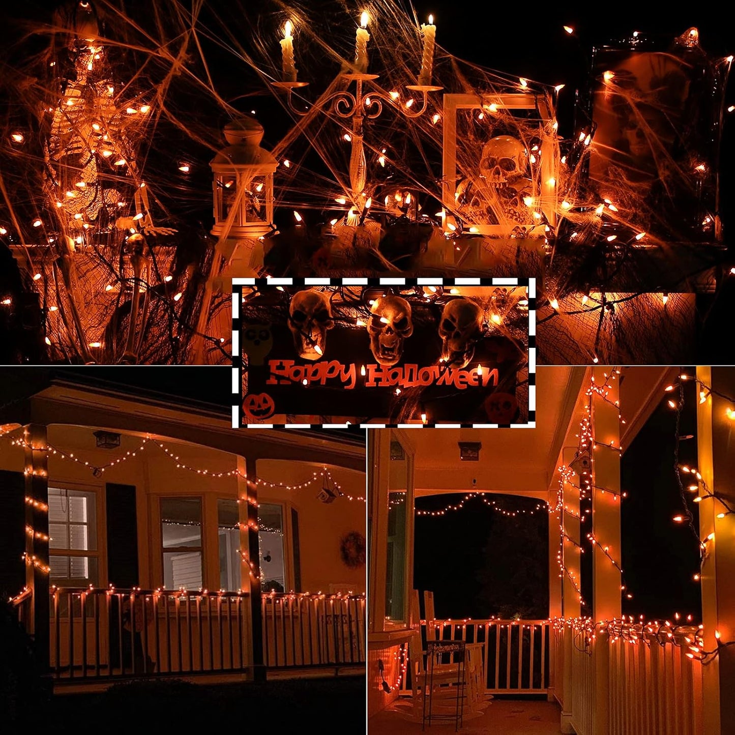 Toodour Orange Halloween Lights, 75ft 300 Count Incandescent Halloween String Lights, UL Certified Connectable Mini Bulbs Orange String Light for Home, Garden, Porch, Party, Indoor Decorations