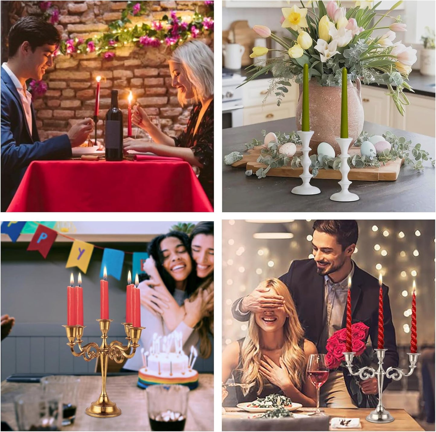 Rely+ White Candle Holders Set of 2 Decorative Centerpiece Table Candlesticks Holders for Taper Candles Home Decor Candle Holders for Dinner Party Wedding Decorations