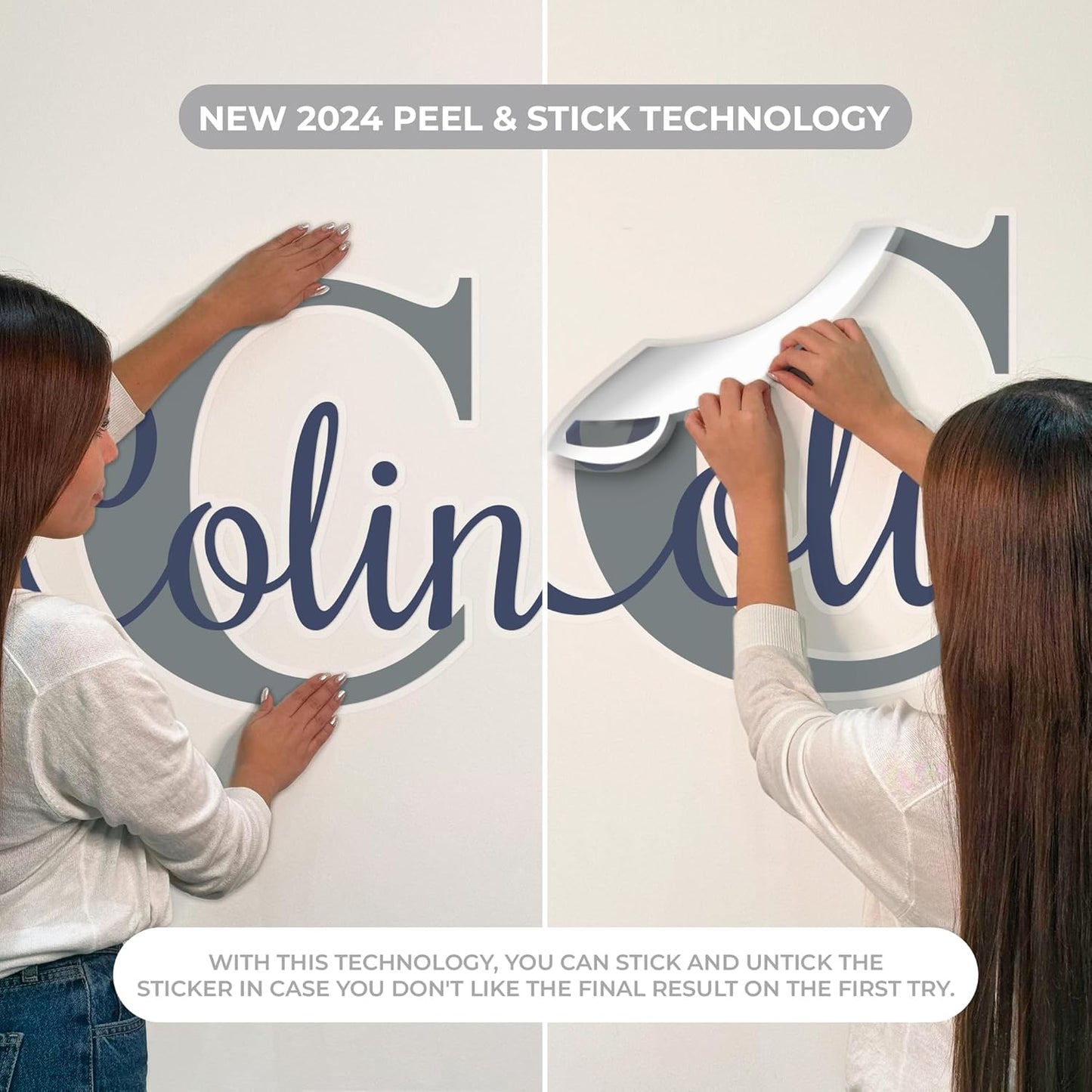 CRYPTONITE Personalized Name Sign for Kids Bedroom Decor I Custom Name for Nursery Decor for Girls Boys I Stickers for Baby Room I Custom Decal with Multi-Size (B. Name Glitter & Initial)