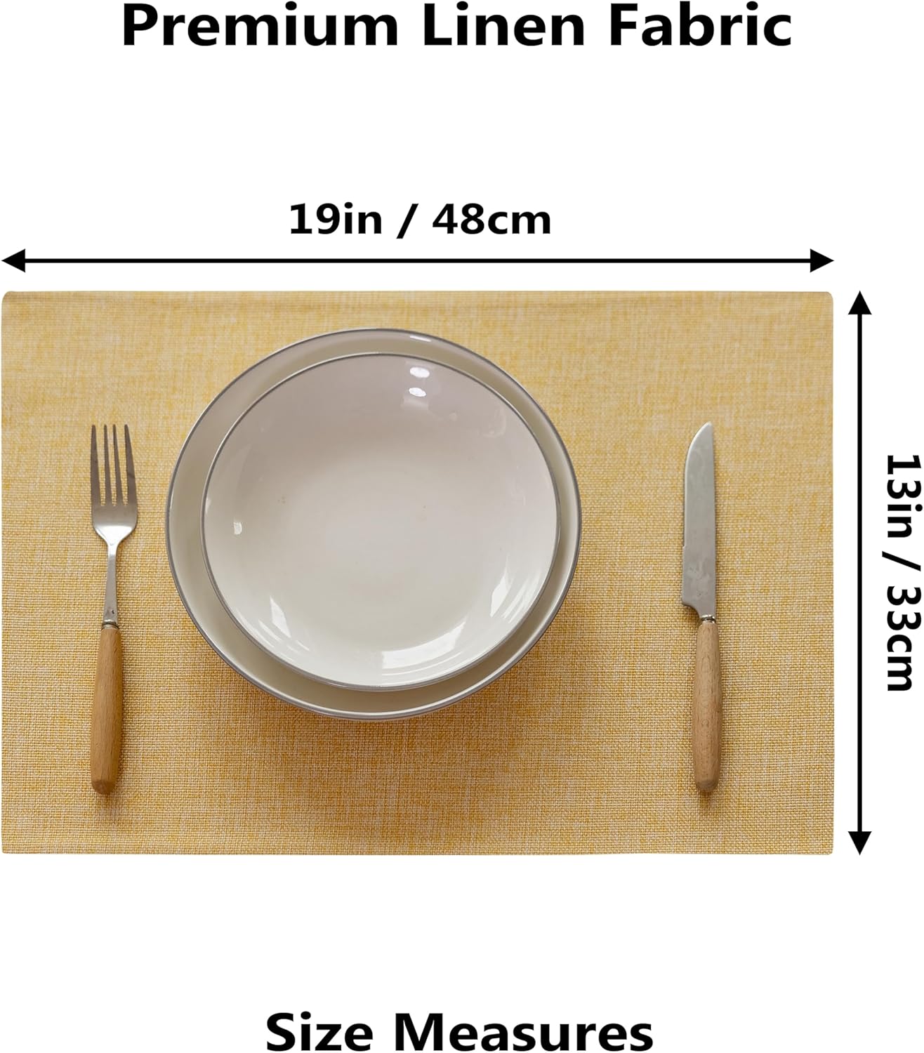 Demetex Yellow Placemats Set of 4 Farmhouse Table Place Mats for Dinner Heat Resistant Cloth Placemat for Kitchen Dining Tables, Yellow