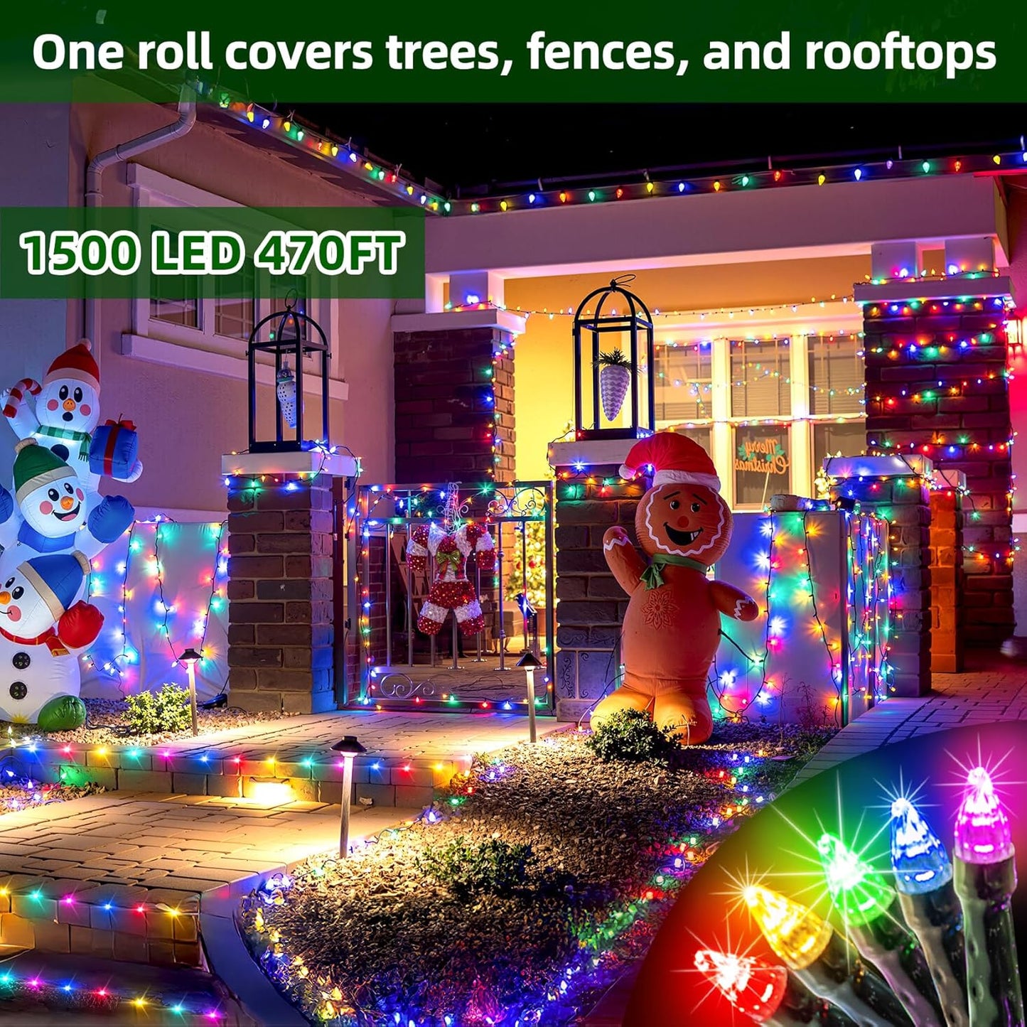 750 LED 240FT Christmas Lights Outdoor,12 Lighting Modes Christmas String Lights with Timer, Dimmable Multicolor LED StringLights Waterproof for Yard Tree Wedding Party Holiday Multicolor