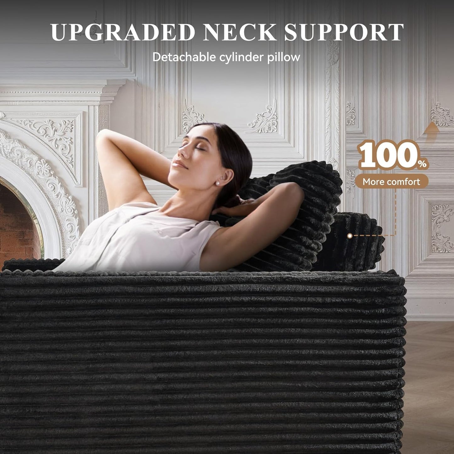 Modular Sectional Sofa with L-Shape Chaise,Cloud Sectional Modern Sleeper Couch with Deep Seat,Sponge Compression Sofas No Assembly Required(Plush Corduroy Fabric) 1PCS