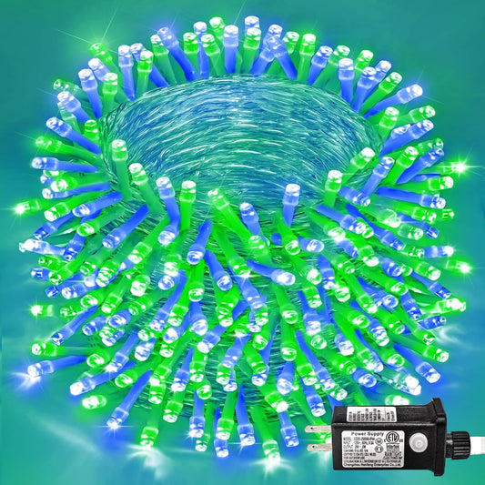 Blue Green Christmas Lights Outdoor Waterproof 131ft 400 LED Christmas Lights Clear Wire Connectable Twinkle Fairy String Light Plug in for Indoor Bedroom Wedding Classroom Tree Decorations